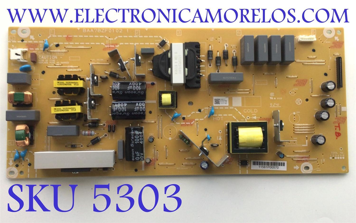 FUENTE PARA TV PHILIPS / NUMERO DE PARTE AB780MPWR002 / BAA78ZF0102 1 / NUMERO DE PANEL HV650QUB-F90 / MODELO 65PFL5504/F7
